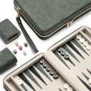 Backgammon Sets for Adults and Kids, Classic Backgammon Board with Unique Checkers Dice, Folding Faux Leather Backgammon Case, Portable Travel Backgammon Game Set (Green)