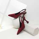 Susanny Slingback Kitten Heels Elegant Dressy Pumps for Women Closed Pointy Toe Sexy Chunky High Heels Wedding Bride Prom Party Dress Shoes (Red)