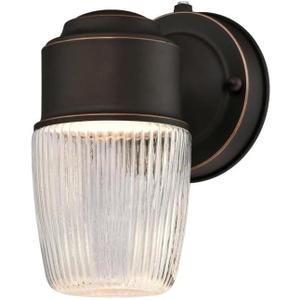 Westinghouse 6106900 One-Light LED Outdoor Wall Fixture with Dusk to Dawn Sensor, Oil Rubbed Bronze Finish with Clear Ribbed Glass , Oil-rubbed Bronze