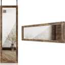 Sunix Wood Full Length Mirror, 48" x 14" Wall Mirror with Wood Frame, Full Length Door Mirror, Hanging Mirror Body Mirror for Bedroom, Rustic Frame (Brown)