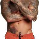 Mens Swim Trunks Quick Dry Swimwear Zipper Pockets, Swim Shorts with Mesh Lining (Medium, Orange Red)