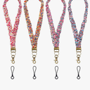 PLIGREAT 4 Pcs Stretchy Scrunchie Lanyard for ID Badges Colorful Floral Retractable Neck Keychain Holder with 4 Pcs Phone Lanyards for Women Teacher Nurse Badge Wallet Phone Wrist Strap