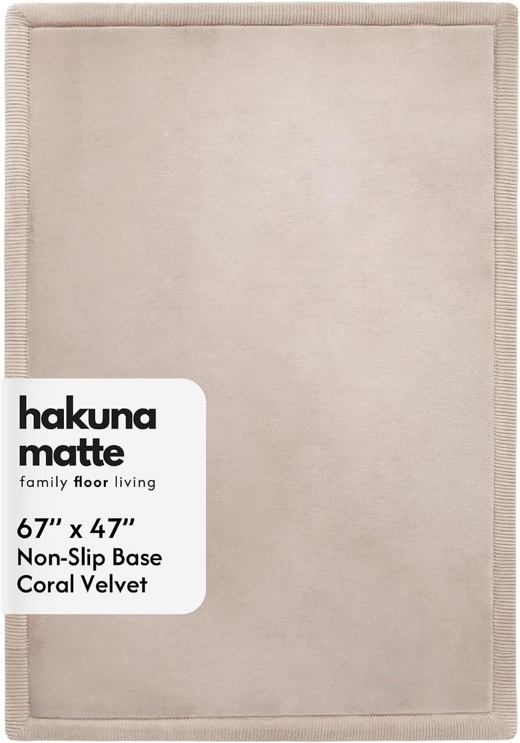 Hakuna Matte CloudSoft Baby Play Mat for Floor 47" x 67" Beige
Coral Velvet high-density foam Rug for Crawling & Cozy Play – Non-Slip, Water-Resistant, Easy-CareTummy Time Mat