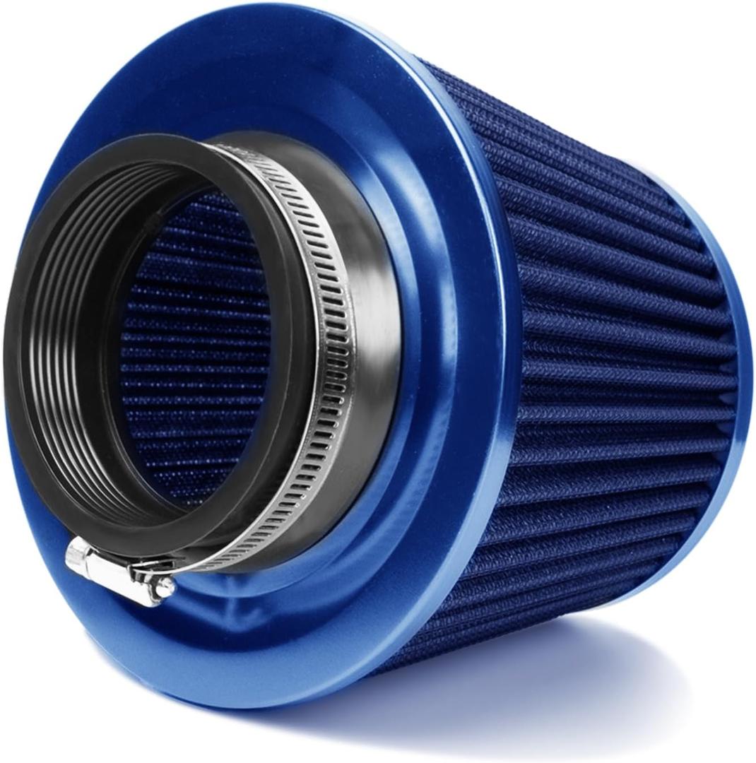 Universal Clamp-On Air Intake Filter, High Performance, Washable Filter, Replacement Air Filter, Flange Diameter 3.5inch/89mm (Blue)
