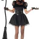 Morph Black Witch Costume Womens With Hat, Black Witch Dress For Women, Halloween Costumes For Women Adult (X-Large)