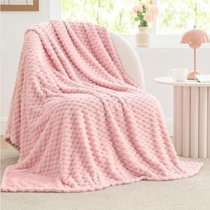BEDELITE Fleece Decorative Blanket - 3D Jacquard Pink Throw Blankets for Women's Couch & Bed, Soft and Cozy Warm Plush Fluffy Blanket, Cute Birthday Gift for Women, 50x60 Inches