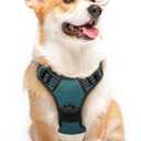 Eagloo Dog Harness Medium Sized Dog, No Pull Service Vest with Reflective Strips and Control Handle, Adjustable and Comfortable for Easy Walking, No Choke Pet Harness with 2 Metal Rings, Dark Green, M