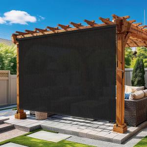 Outdoor Roller Shades for Patio 8'Wx8'H Black, 90% UV Block & Privacy Protection Outdoor Blinds, Cordless Porch Shades Outdoor Roll Up with Splicing Design 15-Min Install