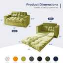 MAXYOYO Convertible Sofa Bed, Pull Out Loveseat Sleeper Sofa, 2 in 1 Folding Couch Bed, Fold Out Floor Couch with Pillows for Living Room Bedroom Lounge, Green