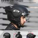 ILM Vintage Full Face Modular Motorcycle Helmet for Adults Men ATV UTV Snowmobile with 180 Reversible Chin Guard DOT ILM-B707(Matte Black, L)