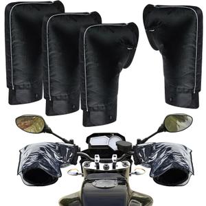 Hanaive 2 Sets Motorcycle Handle Gloves ATV Windproof Warmer Handlebar Mitt Windproof Handlebar Muffs with Plastic Cover, Warm Motorbike Handle Cover for Winter Cold Riding Cycling(Classic)