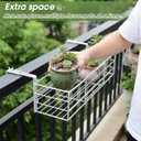 Youyole Railing Hanging Planter Holders, Adjustable Balcony Flower Pot Rack Stand, Expands 14"-27" Iron Hanger Hooks Fit Almost Any Balcony, Fence or Deck Railing up to 6" Wide (White)
