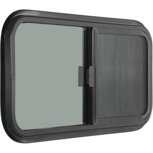 OUTPRIZE Horizontal RV Window, 30" W x 20" H Tinted Sliding RV Window with Net Screen and Trim Ring, Suitable for 15/16" or 1-3/8" and Slightly Thicker Up to 1/16" Walls, DOT Approved