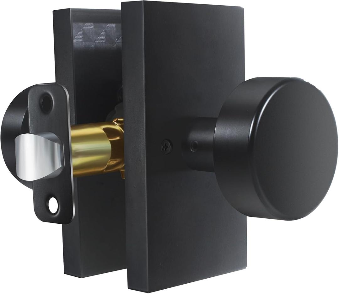 Matte Black Door Knobs Interior, Black Modern Door HandlesPassage Door Knobs for Closet Hall