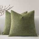 a moment Pack of 2 Decorative Chenille Throw Pillow Covers with Twill Cushion Covers for Sofa Living Room Couch Bed 20x20 Inch Moss Green