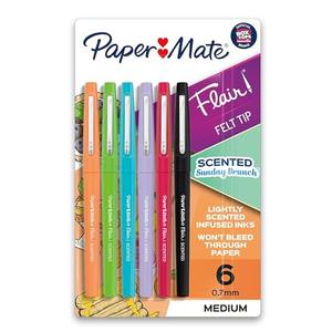Paper Mate Flair Scented Felt Tip Pens, Assorted Sunday Brunch Scents and Colors, 0.7mm, 5 Count