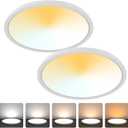 Aialun 16/20/24W Led Ceiling Lights Flush Mount, 0.67" Super Slim 12 Inch Ceiling Lights Dimmable, 2700K-6500K 5 Color Selectable Close to Ceiling Light fixtures for Bathroom, Kitchen, Hallway, 2 Pack