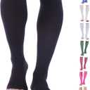 Doc Miller Open Toe Compression Socks for Men and Women, 15-20 mmHg, Calf Recovery, Medical Grade, Black Socks, Large