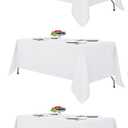 Fitable White Tablecloths for Rectangle Tables, 3Pack -9 FT  Reusable and Washable Table Clothes, Polyester Fabric Table Covers for Wedding, Party, Banquet