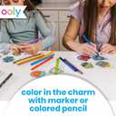 Ooly 28 PC DIY Shrinking Art Kit for Kids, 20 Plastic Pre Cut Charms and More, No Mess Creative Activity Jewelry Making Kit - Fun Friends