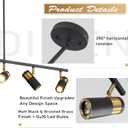5 Light Modern Track Light Chandelier Industrial LED Hanging Track Lighting Kit Farmhouse Black and Gold Kitchen Track Lighting Fixtures Adjustable Ceiling Mount Linear Spotlights MCL05-5P BK