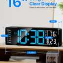 MASHI Digital Wall Clock, 16" Large Display Digital Clock with Remote Control, Auto-Dimming Wall Clock with Night Light, DST, Date Week,Temp for Living Room, Bedroom, Decor, for Elderly