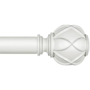KAMANINA Curtain Rods for Windows 48 to 84 Inch, White Single Heavy Duty Curtain Rod Adjustable, 7/8 Inch Decorative Drapery Rod 32 to 86 Inch(2.6-7.1Ft), Netted Texture End