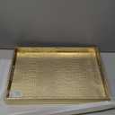 17.5"x12" Gold Glossy Crocodile Faux Leather Serving Tray Beautiful Modern Elegant Decorative Tray with Handles Ottoman Coffee Table Tray for All Occasion's