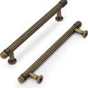 HARPOON 6 Pack Kitchen Cabinet Handles,Vintage Cabinet Bar Pulls, Drawer Handles Classic Home Hardware, 5 inch Hole Center, Antique Brass