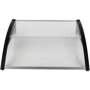 Window Awning Outdoor Polycarbonate Hollow Sheetfor Doors Polycarbonate Cover Patio Door Awning Rain Snow Sunlight(Silver Canopy + Black Bracket, 40" x 40")