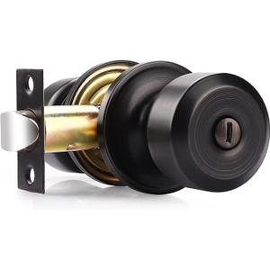 Probrico Oil Rubbed Bronze Door Knob Without Key Privacy Cylindrical Shape Knob Bedroom/Bathroom Door Knobs Interior Keyless Door Knobs 1 Pack