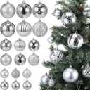 Soulchen 36 Pcs Christmas Balls Ornaments Bulk 3.15''/2.36''/1.57'' Silver Christmas Tree Decorations Glitter Xmas Decorative Hanging Ornaments Luxury Home Decor for Xmas (Silver and Gold)