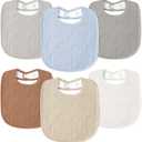 Susurration Muslin Baby Drool Bibs 6Pack Soft Square Adjustable Baby Bandana Bibs for Unisex Girls & Boys (Multicolored)