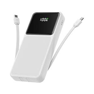 26800mAh Portable Fast Charger with Build in Cables, 22.5W Power Bank with PD 3.0+QC 4.0 LED Display, High Capacity Phone Battery Pack Tracel Essentials Compatible with iPhone Samsung Google, etc 