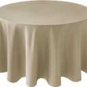 Biscaynebay Textured Fabric Round Tablecloths 108", Natural Water Resistant Table Cloth Circle Folding Table Covers Linen for Dining, Kitchen, Wedding, Parties etc. Machine Washable