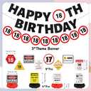 18th Birthday Decorations Banner Boys - 14 Pcs Multicolor Warning Banner Glitter Garland Table Honeycomb Centerpieces Decor For Girls 18 Year Old Party Supplies