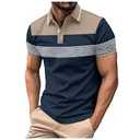 Mens Fashion Color Block Polo Shirts Casual Short Sleeve T Shirt Striped Moisture Wicking Golf Shirts Tops sizeXL
