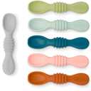 Simka Rose Silicone Baby Spoons Self Feeding (6 Pack)- First Stage Infant Spoons for Babies & Toddlers- Baby Led Weaning Shallow Spoons- Easy on Gums- 6 Months+ -Dishwasher Microwave Safe (Multicolor)