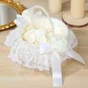 1 Pack Wedding Flower Girl Basket with 200Pcs Silk Petals, Pearl Handle and Ribbon Bow Wedding basket - Artificial Flowers for Romantic Night Bridal Party Home Decorations(Flower)