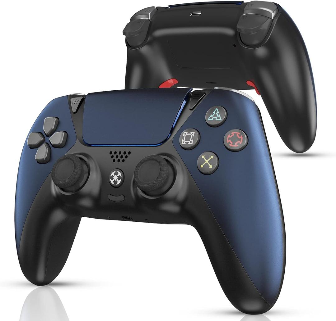 Replacement for Controller,Work for PS5,PS4,PC,Wireless Remote with Dual Vibration, Turbo, 6-Axis Motion,Back Paddles, Speaker,1200mAh Battery, Headphone Jack, Gamepad,(Midnight Blue)