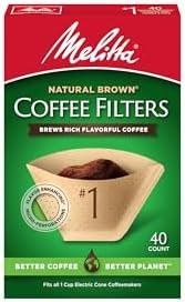 Melitta #1 Cone Coffee Filters, Unbleached Natural Brown, 40 Count (Pack of 10) 480 Total Filters Count 