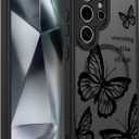 SEXYMOM Magnetic for Samsung Galaxy S24 Ultra Case - Wireless Charging Compatible,Cute Floral Design for Women and Girls,Slim Fit Translucent Matte Phone Case - Butterfly