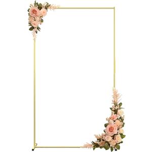Metal Wedding Arch Backdrop Stand 6.6x3.3 FT Gold Square Balloon Arch Frame for Ceremony Party Birthday Bridal Baby Shower Anniversary Arbor Balloon Decoration