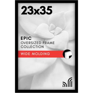 Americanflat 23x35 Poster Frame with Polished Plexiglass - Black Picture Frame - Wide Photo Frames Made of Engineered Wood for Vertical or Horizontal Wall Display - Epic Collection - Black