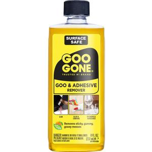 Goo Gone Adhesive Remover - 8 Ounce - Surface Safe Adhesive Remover Safely Removes Stickers Labels Decals Residue Tape Chewing Gum Grease Tar (Pack of 2)