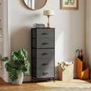 Sweetcrispy 5 Drawer Dresser with Fabric Bins Steel Frame Wood top Storage Chest for Bedroom Closet Hallway Gray Compact Organizer Durable Home Storage Solution, 15.7"D x 11.8"W x 47.7"H