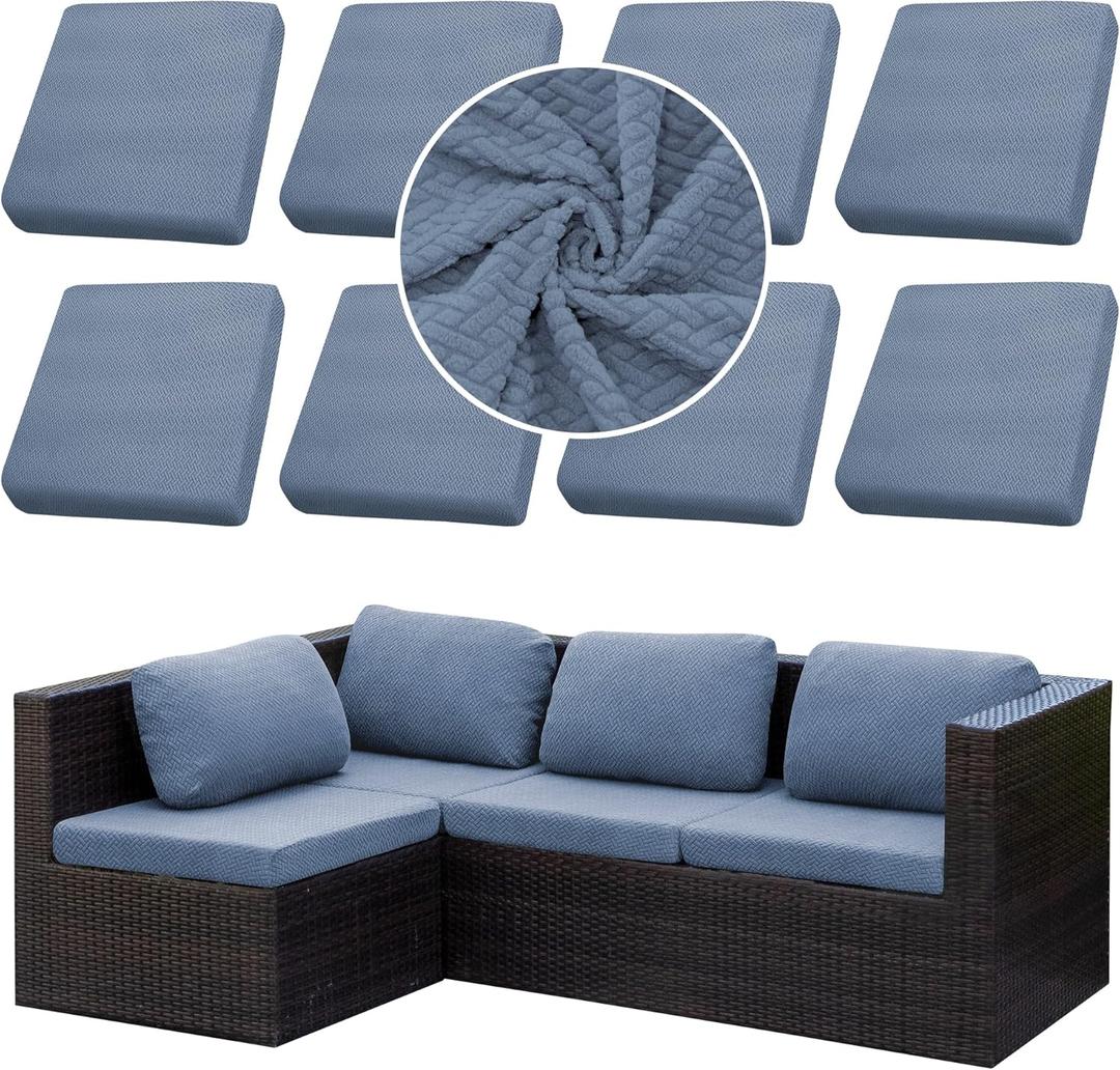 Outdoor Cushion Covers Set, 5PCS Waterproof Patio Furniture Couch Seat Slipcovers, Replacement for Sofa Sectional Chair(CoverOnly) (West Lake Blue)