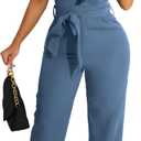 Kaimimei Womens Casual Jumpsuits V-Neck Sleeveless Ruffle Backless Belted Wide Leg Pant Sexy Romper Party Clubwear, 2XL
