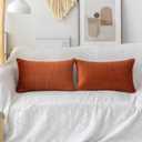 UGASA 12x20 Inch Soft Velvet Flannel Stripe Decorative Throw Pillow Covers Set Cushion Case for Sofa/Bedroom/Car, Set of 2, Ru