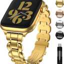 Fullmosa Metal Bands Compatible with Apple Watch 42mm 41mm 40mm 38mm for iWatch Series 11 10 9 8 7 6 5 4 3 2 1, SE3/2/1 for Women,Gold
